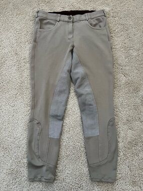 30R Tan Full Seat Front Zip Sock Bottom Equestrian Horseback Riding Breeches